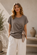 Maglia con Foulard Decorativo Tortora – Made in Italy