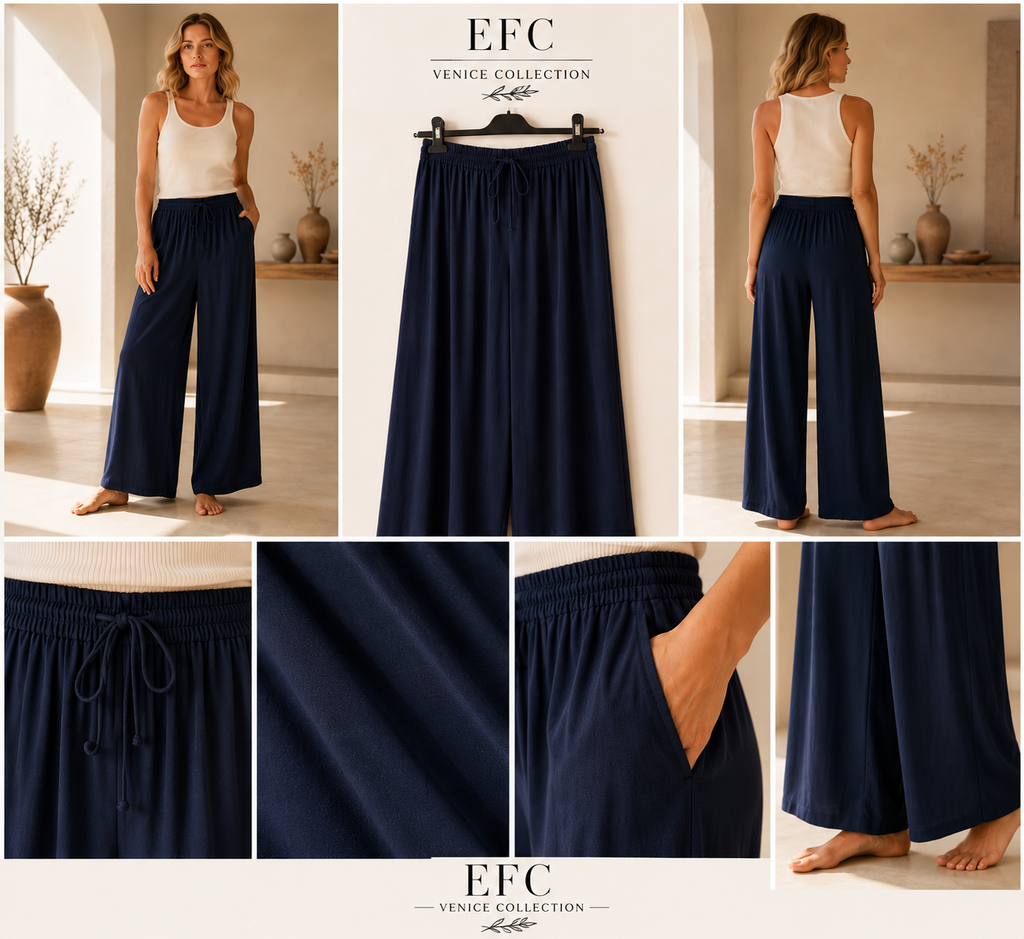 Pantalone Palazzo Blu Navy