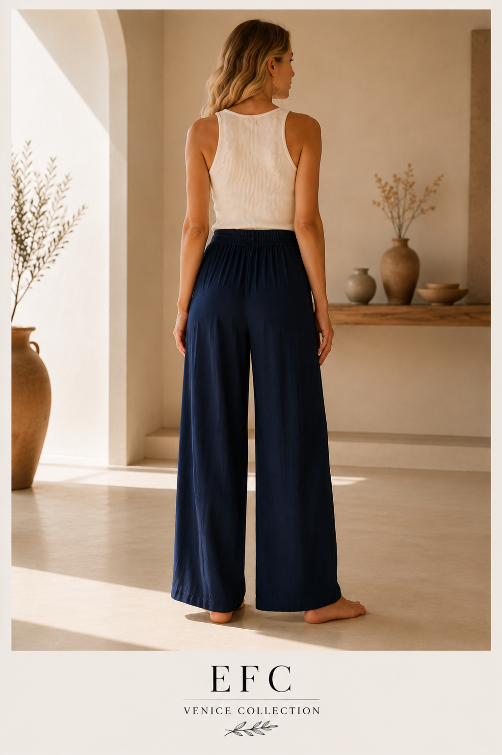 Pantalone Palazzo Blu Navy